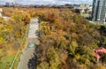 Autumn aerial Cascade in city park Kharkiv Ukraine