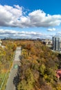 Autumn aerial Cascade in city park Kharkiv Ukraine Royalty Free Stock Photo