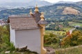 Autumn landscape with Calvary in Banska Stiavnica, Slovakia. Royalty Free Stock Photo