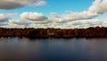 Autumn Aerial Landscape of Koknese Evangelical Lutheran Church and River Daugava Located in Koknese Latvia.