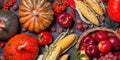 Autumn agricultural still life with fruits and vegetables. Harvest festival holiday concept Royalty Free Stock Photo