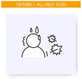 Autumn allergy line icon. Editable illustration