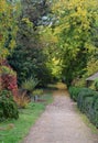 Autumn alley at at botanical garden