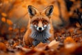 Autumn allure Beautiful red fox in an autumn forest scene