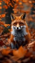 Autumn allure Beautiful red fox in an autumn forest scene