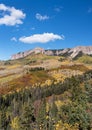 Cimarron Mountain Range near Owl Creek Pass in early autumn, Southwestern Colorado. Royalty Free Stock Photo
