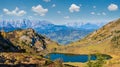 Autumn alpine Grosser Paarsee or Paarseen lake, Land Salzburg, Austria. Alps Hochkonig rocky mountain group view in far Royalty Free Stock Photo