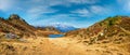 Autumn alpine Kleiner Paarsee or Paarseen lake, Land Salzburg, Austria. Alps Hochkonig rocky mountain group view in far Royalty Free Stock Photo