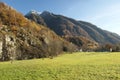 Autumn alpine pasture landscape