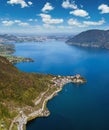 Autumn Alps mountain Traunsee lake view from Kleiner Sonnstein rock summit, Ebensee, Austria Royalty Free Stock Photo