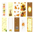 Autumn Animals Bookmark Vector Set