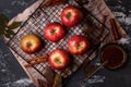 Autumn Apple harvest. Red apples in the autumn scene Royalty Free Stock Photo