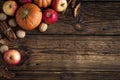 Autumn apples, pumpkin and cinnamon sticks Royalty Free Stock Photo