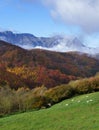 Autumn in the Aralar mountain range. Fogs in the Maioak and Araitz valley, Navarre Royalty Free Stock Photo