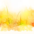 Autumn artistic Border - Autumn leaves and watercolor white background