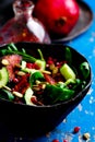 AUTUMN ARUGULA SALAD WITH CARAMELIZED SQUASH with POMEGRANATE GINGER VINAIGRETTE