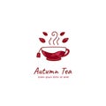 Autumn authentic traditional tea logo with leaf and nature element in unique mosaic style logo Royalty Free Stock Photo