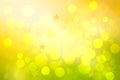 Autumn background. Abstract festive autumn gradient golden yellow green pastel bright background texture with leaves and sunshine Royalty Free Stock Photo