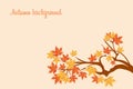 Autumn background with a branch with autumn maple leaves. Background for text, illustration vector