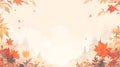 Autumn background,Cartoon drawn beautiful maple leaves frame boder with copy space on beige background,Concept for fall season