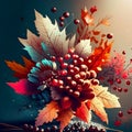 Autumn background with colorful leaves and berries. EPS 10 vector file included Generative AI