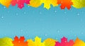 Autumn background with colorful leaves and raindrops. Royalty Free Stock Photo