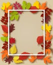 Autumn background. Frame for text decorated with autumn leaves.