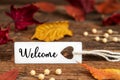 Autumn Background, Label with Welcome