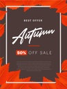 Autumn background layout decorate with leaves for shopping sale or promo poster and frame leaflet or web banner