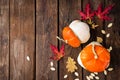 Autumn background with leaves and pumpkins, thanksgiving and halloween card Royalty Free Stock Photo