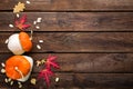 Autumn background with leaves and pumpkins, thanksgiving and halloween card