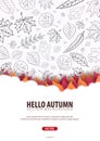 Autumn Background with leaves. For shopping sale, promo poster and frame leaflet, web banner. Vector illustration template. Royalty Free Stock Photo