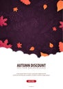 Autumn Background with leaves. For shopping sale, promo poster and frame leaflet, web banner. Vector illustration template. Royalty Free Stock Photo