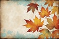 Autumn background with maple fall leaves on grunge paper texture Royalty Free Stock Photo