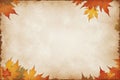 Autumn background with maple leaves on old paper Royalty Free Stock Photo