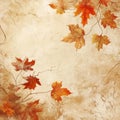 Autumn background with maple leaves on the old paper texture. Vector illustration. Royalty Free Stock Photo