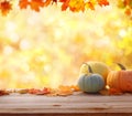 Autumn background with leaves and pumpkins.Harvest or Thanksgiving background Royalty Free Stock Photo