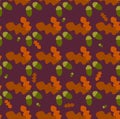 Autumn background, autumn oak leaves and acorns. Seamless vector background for advertising, sales in orange and brown colors Royalty Free Stock Photo