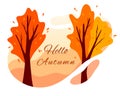 Autumn background. Autumn park trees in bright colors, yellow, orange. Royalty Free Stock Photo