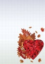 Autumn background with ruby heart Royalty Free Stock Photo