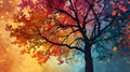 Autumn background with tree and leaves. EPS 10 vector file included Generative AI