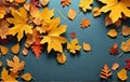 Autumn background, tree paper leaves, yellow backdrop, design for fall season sale banner Royalty Free Stock Photo