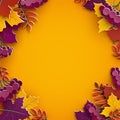 Autumn background, tree paper leaves, yellow backdrop, design for fall season sale banner, poster, thanksgiving day greeting cards Royalty Free Stock Photo