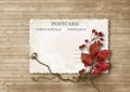 Autumn background with vintage card and bouquet Royalty Free Stock Photo