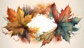 Autumn background with watercolor maple leaves. Hand drawn illustration.
