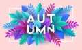 Autumn banner background with paper fall leaves. Vector illustration Royalty Free Stock Photo