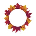 Autumn banner with circle and dry leaves gradient