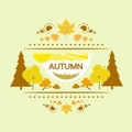 Autumn banner flat design yellow tree vector