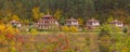 Autumn banner landscape with lake and houses, Bulgaria Royalty Free Stock Photo