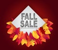 Autumn banner with red and orange leaves wreath. Fall sale promo design. Advertisement template. Royalty Free Stock Photo